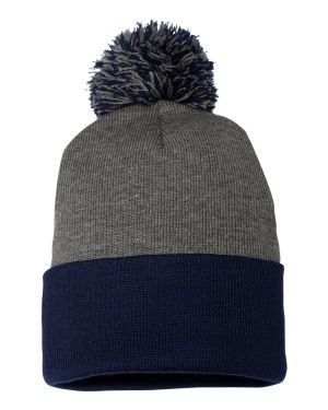 Embroided Pom Pom Knit Cap